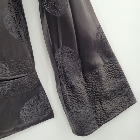 Vintage Cheongsam Black Red Embroidered Bell Sleeve Toggle Reversible Jacket - Picture 16 of 16